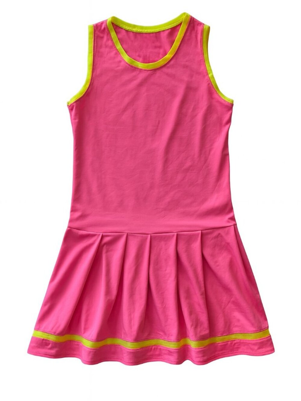 Lucky in Love Medium Pink Tennis Dress with Neon Yellow Trim